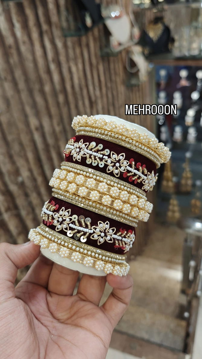 Moti With Velvet Tikki Bangles Set Wholesale Shop In Surat
